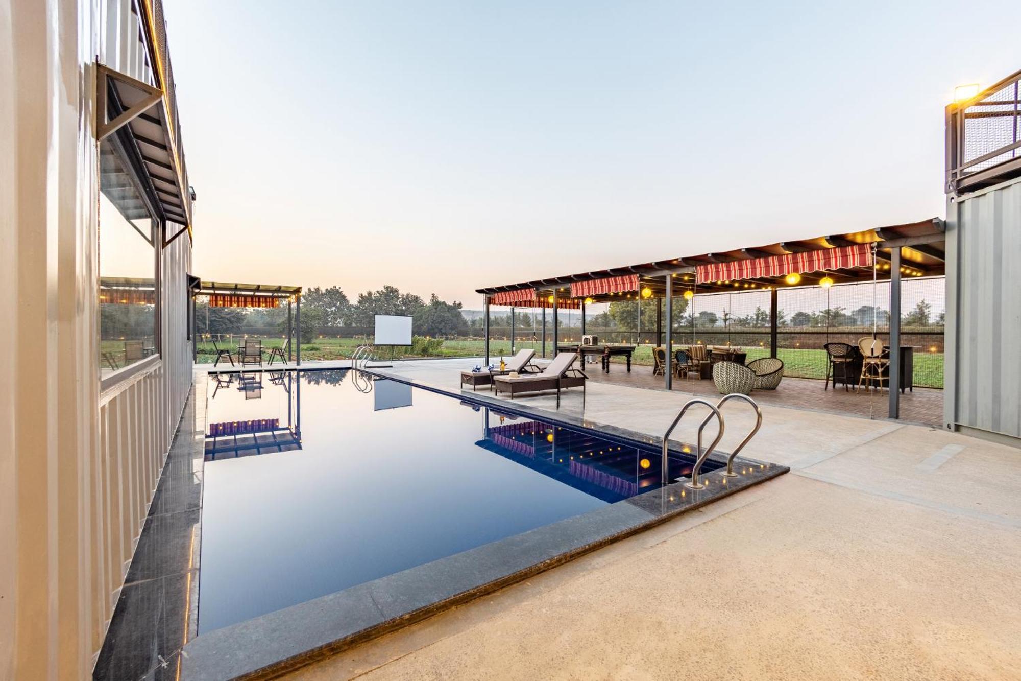 Elivaas Hidden Oasis 4Bhk With Pool, Mud House & Container House Villa Dhauj Exterior foto