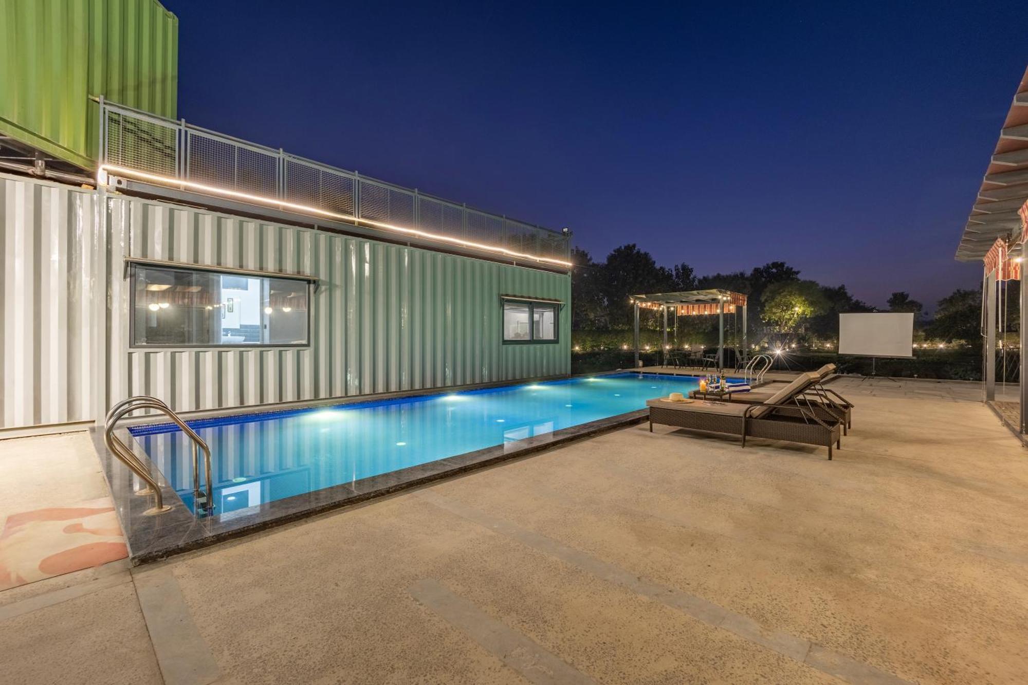 Elivaas Hidden Oasis 4Bhk With Pool, Mud House & Container House Villa Dhauj Exterior foto